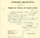 Registo de um veiculo de quatro rodas tirado por dois animais de espécie muar destinado a transporte de mercadorias em nome de Francisco António Cortes, morador no Casal da Serra.