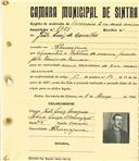 Registo de matricula de carroceiro 2 ou mais animais em nome de João Luís de Carvalho, morador em Almoçageme, com o nº de inscrição 1725.