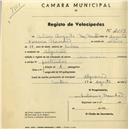Registo de velocípede com o nº 2133, em nome de António Augusto Brás Brandão, morador em Algueirão.