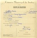 Registo de velocípede de marca Aranha, com o nº 6527, em nome de Jorge Seabra Alexandre, morador em Carenque.