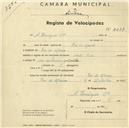 Registo de velocípede com o nº 2237, em nome de A. Henriques Lda, morador em Rio de Mouro.