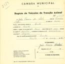 Registo de um veiculo de duas rodas tirado por um animal de espécie cavalar destinado a transporte de mercadorias em nome de João Pereira da Silva, morador no Linhó.
