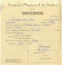 Registo de velocípede de marca Pombal, com o nº 6407, em nome de Fernando da Silva Melo, morador em Magoito.