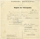 Registo de velocípede de marca Sterling, com o nº 905, em nome de Domingos Gonçalves, morador em Rio de Mouro.