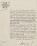 Circular dirigida ao presidente da Câmara Municipal de Colares proveniente de Joaquim José Dias Lopes de Vasconcelos, secretário geral da administração do distrito, referente a carta de lei sobre a repressão dos abusos da liberdade de Imprensa.