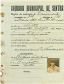 Registo de matricula de velocipedista em nome de Mário dos Santos Amado, morador em Sintra, com o nº de inscrição 912.