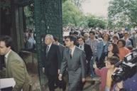 Presidente da República, Mário Soares acompanhado pelo Presidente da Câmara Municipal de Sintra, Rui Silva, a entrar para o Parque da Liberdade na Vila de Sintra, durante as cerimónias oficiais do 10 de Junho.