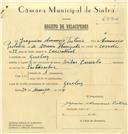 Registo de velocípede de marca Vilar com motor Cuciolo, com o nº 6994, em nome de Joaquim Amâncio Teotónio, morador em Queluz.