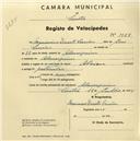Registo de velocípede de marca Alcyon, com o nº 1968, em nome de Maximino Duarte Simões, morador em Almorquim.
