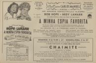 Programa do filme "A Minha Espia Favorita" com a participação de Bob Hope e Hedy Lamarr. 