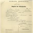 Registo de velocípede de marca Nacional, com o nº 783, em nome de Sabino Filipe, morador em Tojeira.