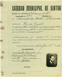 Registo de matricula de velocipedista em nome de Américo da Costa Almeida, morador em Rio de Mouro, com o nº de inscrição 1775.