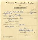 Registo de velocípede de marca Raio, com o nº 8003, em nome de José da Silva Duarte Patrão, morador em Odrinhas.