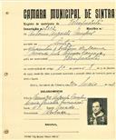 Registo de matricula de velocipedista em nome de António Augusto Campos, morador em Sintra, com o nº de inscrição 2003.