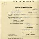 Registo de velocípede de marca Olympique, com o nº 2171, em nome de Gabriel Marques., morador em Cacém.