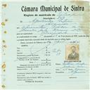 Registo de matricula de velocipedista em nome de Agostinho Esteves, morador no Algueirão, com o nº de inscrição 863.