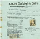 Registo de matricula de velocipedista em nome de Júlio de Oliveira, morador em Galamares, com o nº de inscrição 422.