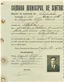 Registo de matricula de velocipedista em nome de Augusto Filipe Adrião, morador em Alpolentim, com o nº de inscrição 1144.