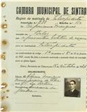 Registo de matricula de velocipedista em nome de Cipriano Marques, morador em Belas, com o nº de inscrição 893.