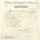 Registo de velocípede de marca Olga, com o nº 4716, em nome de Manuel Joaquim Gomes, morador em Lourel.