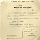 Registo de velocípede de marca Champion, com o nº 596, em nome de Francisco da Graça, morador em Rio de Mouro.
