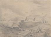 Vista geral do Palácio Nacional de Sintra e algum casario existente no Rio do Porto.