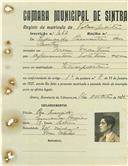 Registo de matricula de velocipedista em nome de Eduardo Pimenta dos Santos, morador em Mem Martins, com o nº de inscrição 1062.