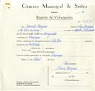 Registo de velocípede com o nº 8787, em nome de Manuel Marques, morador em Carenque.