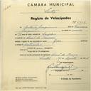 Registo de velocípede com o nº 2706, em nome de António Joaquim, morador em Casal de Ouressa.