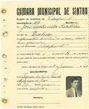 Registo de matricula de velocipedista em nome de José dos Santos Sardela, morador em Queluz, com o nº de inscrição 2119.