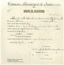 Registo de velocípede de marca Saltley, com o nº 4802, em nome de António João Freitas Ribeiro Ferreira Ramos, morador em Rua Higino de Sousa nº 66, S. Pedro de Sintra.