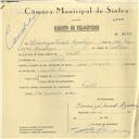 Registo de velocípede com o nº 6242, em nome de Domingos Duarte Azinhaga, morador em Faião.
