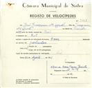 Registo de velocípede de marca Dover, com o nº 9228, em nome de José Joaquim Miguel, morador em Ral.