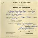 Registo de velocípede de marca Flecha, com o nº 2656, em nome de Leonel António Correia Dores, morador em Vale de Lobos.