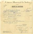 Registo de velocípede de marca Frade, com o nº 7258, em nome de João Miguel Baleia, morador em Almorquim.