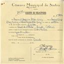 Registo de velocípede de marca Cycles Helios, com o nº 5982, em nome de Manuel Joaquim Alves Dinis, morador em Casal de Santa Rita, Penedo.