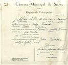 Registo de velocípede de marca Famel, com o nº 9176, em nome de Álvaro Costa de Oliveira, morador em Pedra Furada.