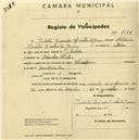 Registo de velocípede de marca Champion, com o nº 2111, em nome de Julieta Supardo Coelho de Jesus, moradora em Idanha.