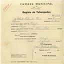 Registo de velocípede de marca Vilar, com o nº 3084, em nome de Alberto Salvador Pena, morador em Sabugo.