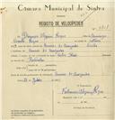 Registo de velocípede de marca Cicles Raio, com o nº 8121, em nome de Florêncio Alegrim Roque, morador em Arneiro da Arreganha.