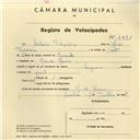 Registo de velocípede de marca Sagres, com o nº 4291, em nome de António Teixeira, morador em Rio de Mouro.