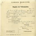 Registo de velocípede de marca Vencedor, com o nº 2982, em nome de Ramiro da Conceição Henriques., morador em Rio de Mouro.
