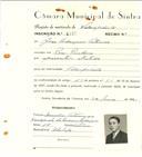 Registo de matricula de velocipedista em nome de João Rodrigues Vitorino, morador em Pero Pinheiro, com o nº de inscrição 6468.
