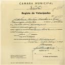 Registo de velocípede com o nº 1650, em nome de António Mateus Mechas, morador em Almoçageme.