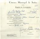 Registo de velocípede de marca Nacional, com o nº 9142, em nome de José Barbosa Pinto, morador em Eugaria.