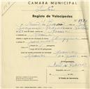 Registo de velocípede de marca Olympique, com o nº 2270, em nome de Núncio José Pedroso, morador em Maceira.