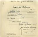 Registo de velocípede de marca Peugeot, com o nº 300, em nome de João António Moucheira, morador em Pero Pinheiro.