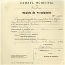 Registo de velocípede de marca Dinar, com o nº 1178, em nome de Fernando Augusto Domingues Esteves, morador em Queluz.