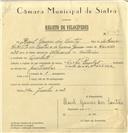 Registo de velocípede de marca Cicles Pombal com motor Cuciolo, com o nº 6469, em nome de Raul Gomes dos Santos, morador em Queluz.