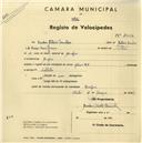 Registo de velocípede com o nº 2434, em nome de Isidoro António Marcelino, morador em Assafora.